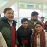 Congressmen gave grand welcome to newly appointed state in-charge Kumari Shailaja on her arrival in Dehradun.