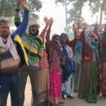 Villagers protested against drain water falling into the pond of their district